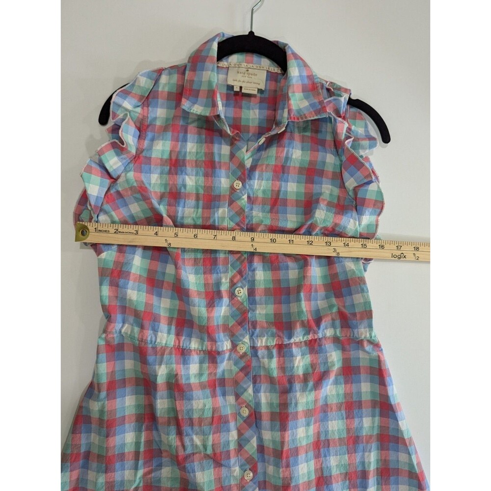 Kate Spade New York Blue & Pink Madras Poplin Shirt Dress, Size 6 100% Cotton - Picture 10 of 12